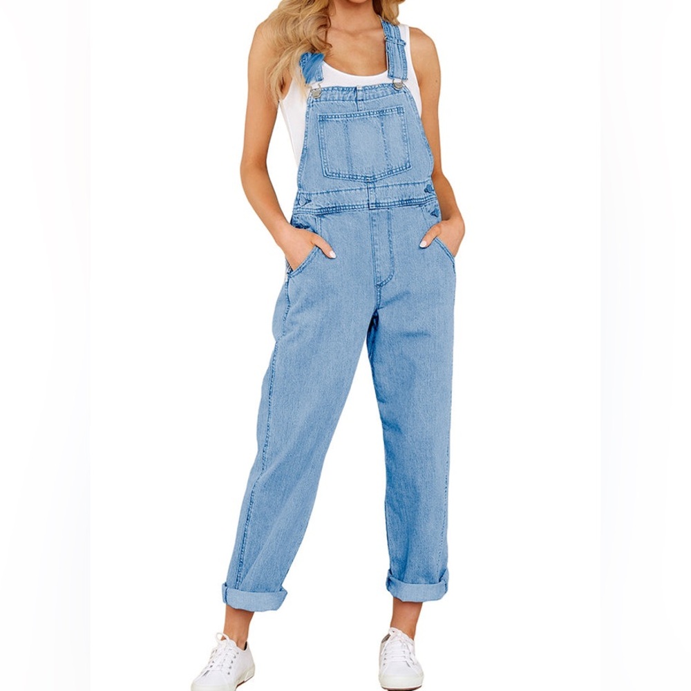 🌻 Light Blue Women's Denim Overalls Women’s plus size 2XL bib front Adj straps